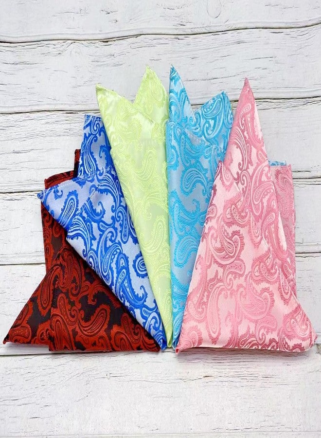 KissTies Mens Rosy Pink Paisley Pocket Square Hanky Handkerchief - Image 2